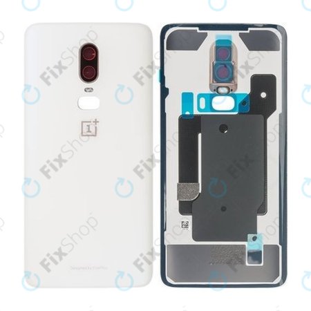 OnePlus 6 - Battery Cover + Camera Glass (Silk White) - 1071100109 Genuine Service Pack