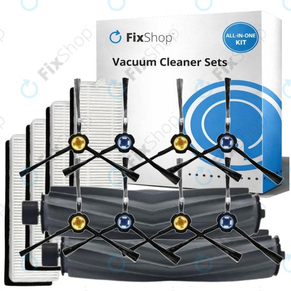Replacement set for ETA Falco Smart, Silvercrest SSR A1 SSR AL1, Tesla Robostar T81 (2x Main brush, 4x Filter, 8x Side brush)
