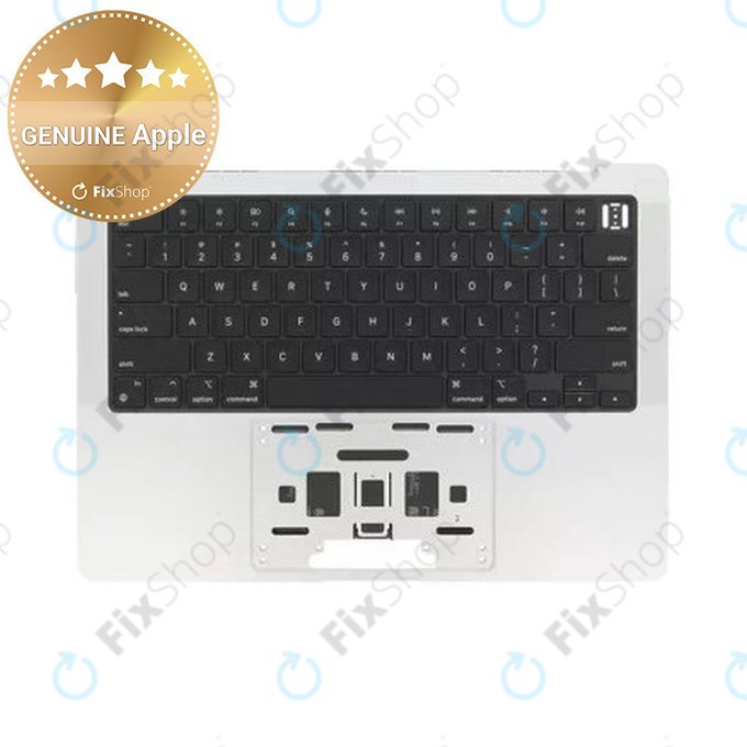 Top case keyboard frame for MacBook Pro 14", A3185 (2024), with US keyboard and battery, Silver, 661-50211, Genuine Apple