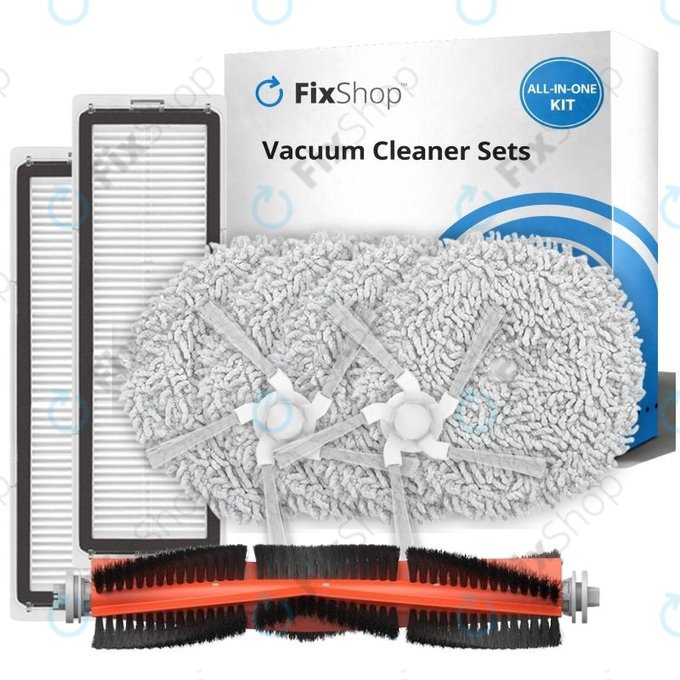 Replacement set for Xiaomi Dreame Bot W10, W10 Pro (1x Main brush, 2x Filters, 2x Side brushes, 2x Mop cloths)