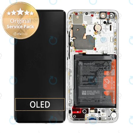 Huawei P40 Pro Plus - LCD Display + Touch Screen + Frame + Battery (White Ceramic) - 02353RBJ Genuine Service Pack