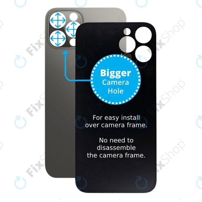 Apple iPhone 12 Pro - Rear Housing Glass with Bigger Camera Hole (Graphite)