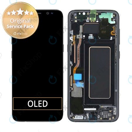 Samsung Galaxy S8 G950F - LCD Display + Touch Screen + Frame (Midnight Black) - GH97-20457A, GH97-20473A, GH97-20458A, GH97-20629A Genuine Service Pack