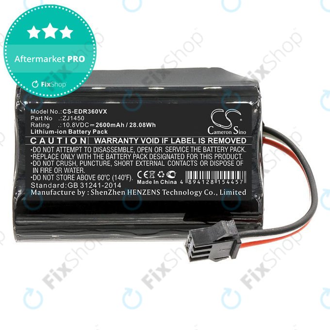 Battery for Ecovacs D36, DA60, DA611, DB35, TCR360, 2600mAh, Li-Ion, 10.8V, ZJ1450, HQ