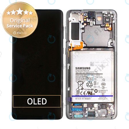 Samsung Galaxy S21 Plus G996B - LCD Display + Touch Screen + Frame + Battery (Phantom Silver) - GH82-24555C, GH82-24744C, GH82-24505C Genuine Service Pack
