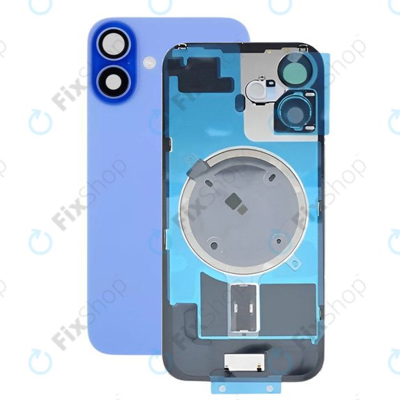Apple iPhone 16 - Rear Housing Glass + Camera Lens + Metal Plate + Magsafe Magnet (Ultramarine)