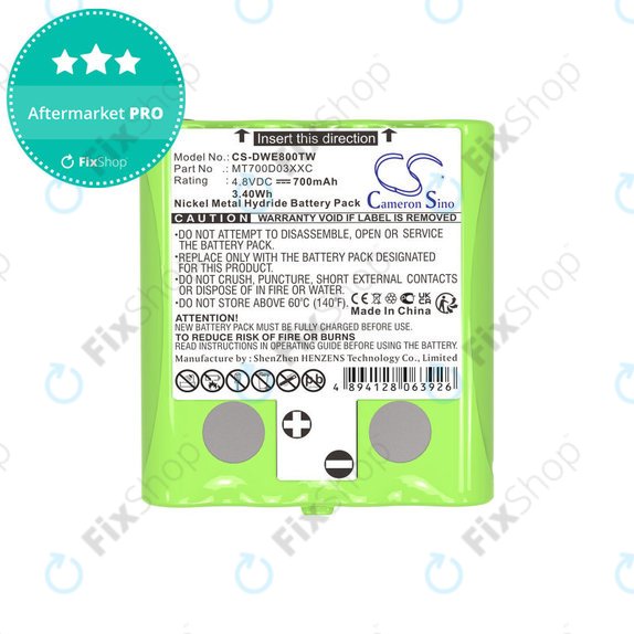 Battery for Detewe Outdoor Pmr a Simvalley, 700mAh, Ni-MH, 4.8V, MT700D03XXC, HQ