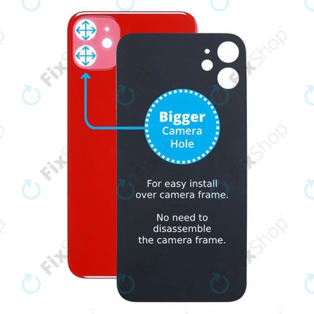 Apple iPhone 11 - Rear Housing Glass with Bigger Camera Hole (Red)