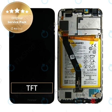 Huawei Honor 7A - LCD Display + Touch Screen + Frame + Battery (Black) - 02351WDU Genuine Service Pack