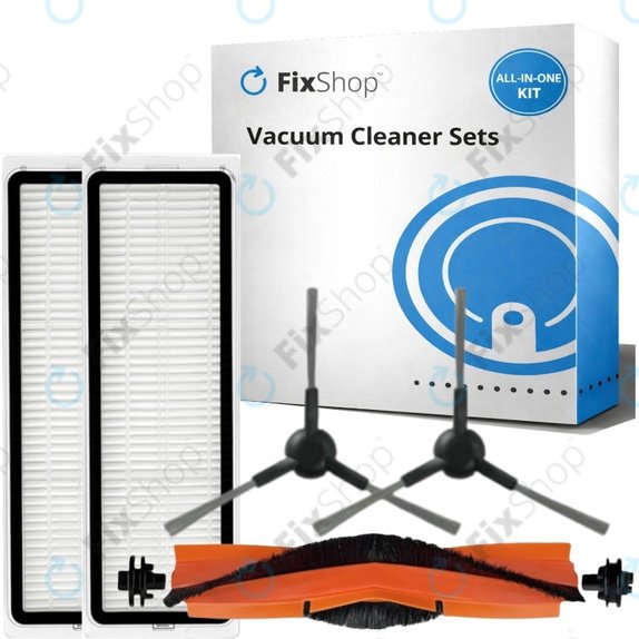 Replacement set for Xiaomi Mi Robot Vacuum S20+, S10+, X20+, X10+ (1x Main brush, 2x Filter, 2x Side brush - Black)