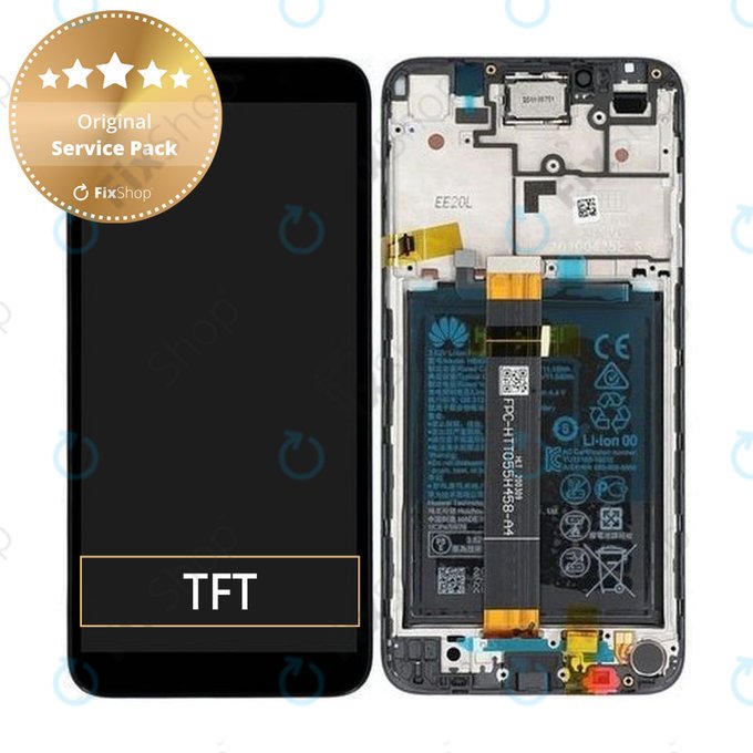 Huawei Y5p - LCD Display + Touch Screen + Frame + Battery (Black) - 02353RJP Genuine Service Pack