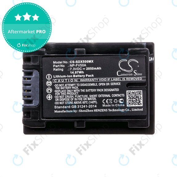 Battery for Sony Fdr-Ax33, Sony Fdr-Ax40, Sony Fdr-Ax45, Sony Fdr-Ax, 2050mAh, Li-Ion, 7.3V, NP-FV50A, HQ