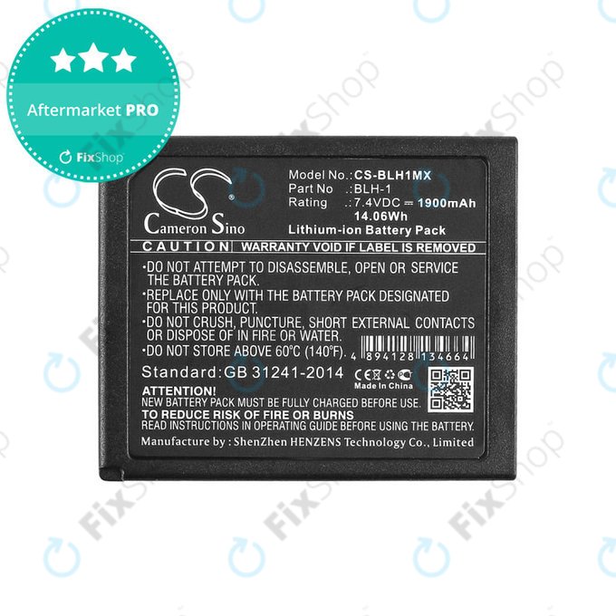 Battery for Olympus EM1, 1900mAh, Li-Ion, 7.4V, BLH-1, HQ