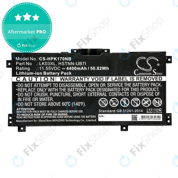 Battery for HP Pavilion X360 15-CR0001NM, 4400mAh, Li-Ion, 11.55V, LK03XL, HQ