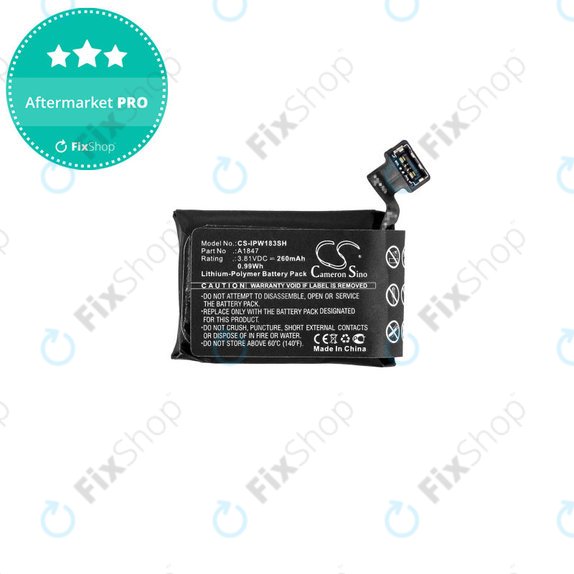 Battery for Apple Watch 3 38 mm, 260mAh, GPS Version, Li-Pol, 3.81 V, A1847, HQ