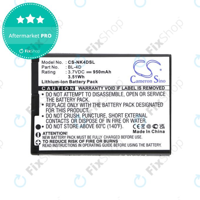 Battery for Nokia N97 Mini, E5, E7, BLU Hero 2, 950mAh, Li-Ion, 3.7V, BL-4D, HQ