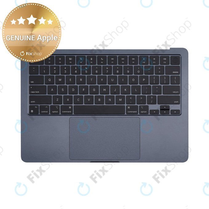 Top case keyboard frame for MacBook Air 13", A3113 (2024), with US keyboard and battery, Midnight, 661-40230, Genuine Apple