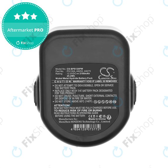 Battery for Black & Decker Cd1202, 2100mAh, Ni-MH, 12V, PS130A, HQ