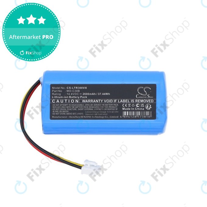 Battery for Liectroux C30B, BLAUPUNKT BPK-VCBB1XB, Midea M4, 2600mAh, Li-ion, 14.4V, MD-C30B, HQ