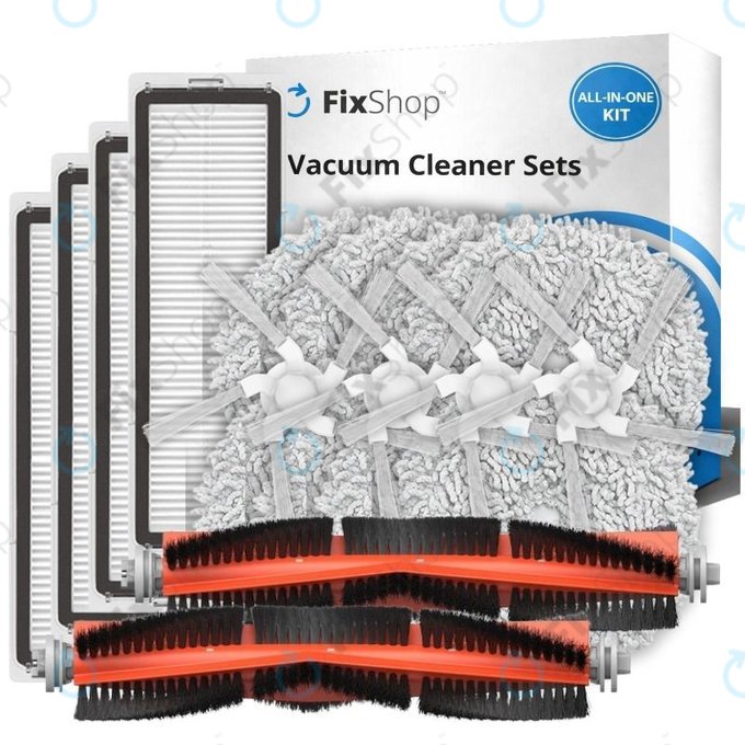 Replacement set for Xiaomi Dreame Bot W10, W10 Pro (2x Main brushes, 4x Filters, 4x Side brushes, 4x Mop cloths)