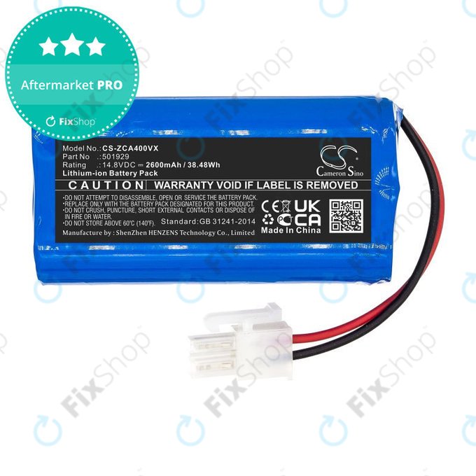 Battery for Concept VR2000, Zaco A4s, A6, A8s, A9s, 2600mAh, Li-Ion, 14.8V, 501929, HQ