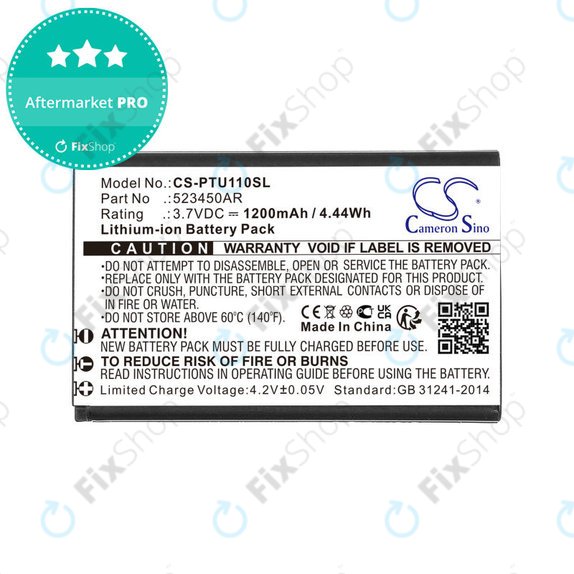 Battery for Panasonic Kx-Tf200, Kx-Tu110, 1200mAh, Li-Ion, 3.7V, 523450AR, HQ