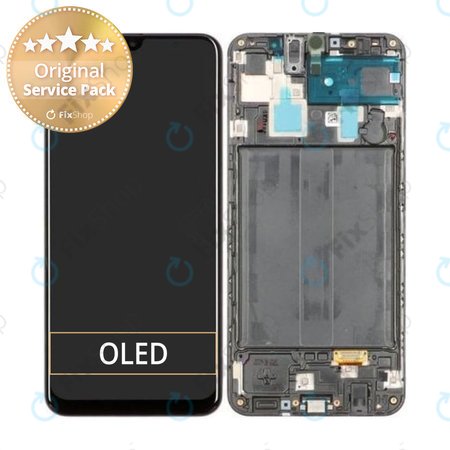 Samsung Galaxy A30 A305F - LCD Display + Touch Screen + Frame (Black) - GH82-19725A, GH82-19202A Genuine Service Pack