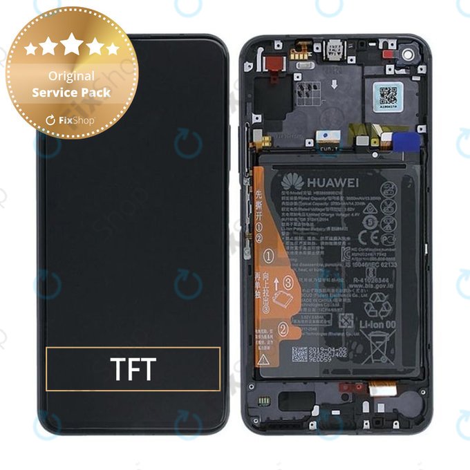 Huawei Honor 20, Nova 5T - LCD Display + Touch Screen + Frame + Battery (Black) - 02352TMU Genuine Service Pack