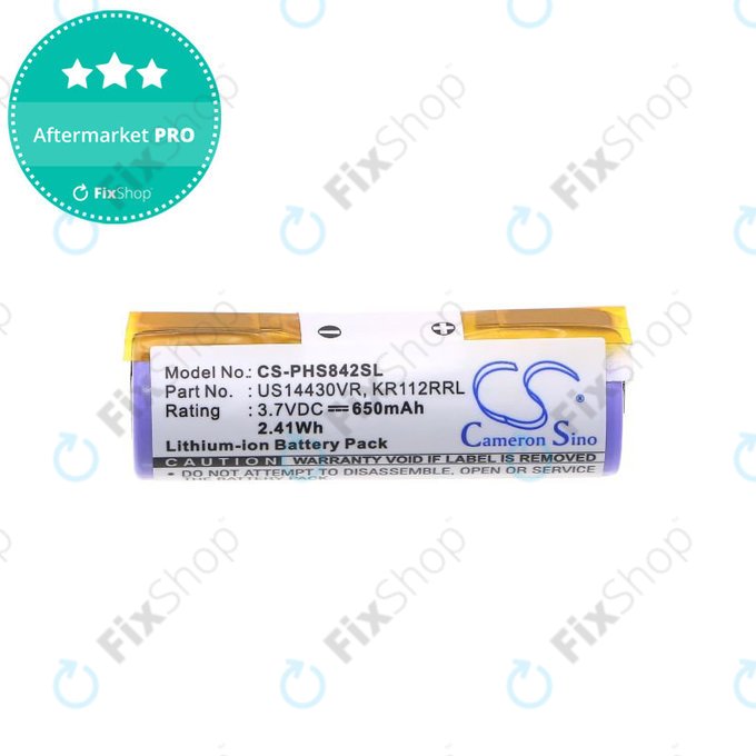 Battery for Philips HS8420, 650mAh, Li-Ion, 3.7V, US14430VR, KR112RRL, HQ