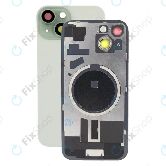 Apple iPhone 15 - Rear Housing Glass + Camera Lens + Metal Plate + Magsafe Magnets (Green)
