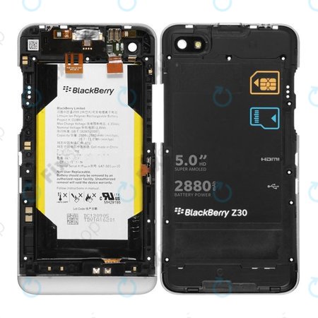 Blackberry Z30 - Rear Frame + Battery (4G Version) (Black)