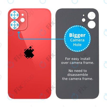 Apple iPhone 12 Mini - Rear Housing Glass with Bigger Camera Hole (Red)