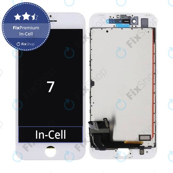 Display In-Cell for iPhone 7, White, Touch Screen with Frame, FixPremium