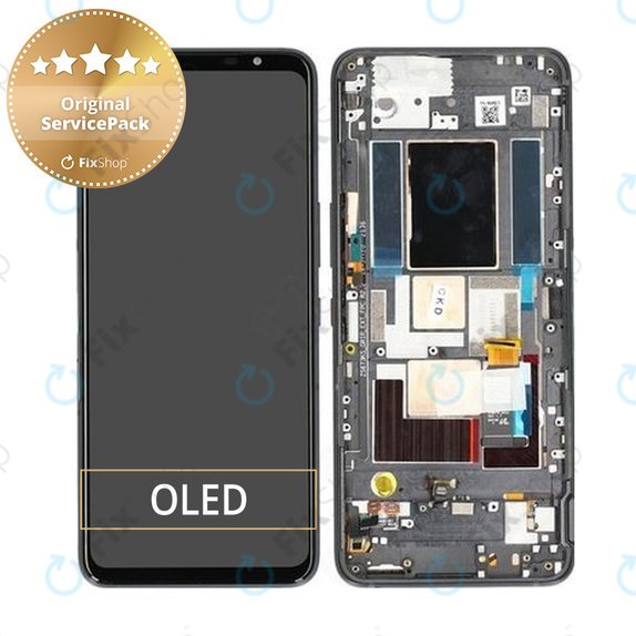 Asus ROG Phone 5s, 5s Pro ZS676KS - LCD Display + Touchscreen + Frame (Black) - 90AI0091-R20020 Genuine Service Pack