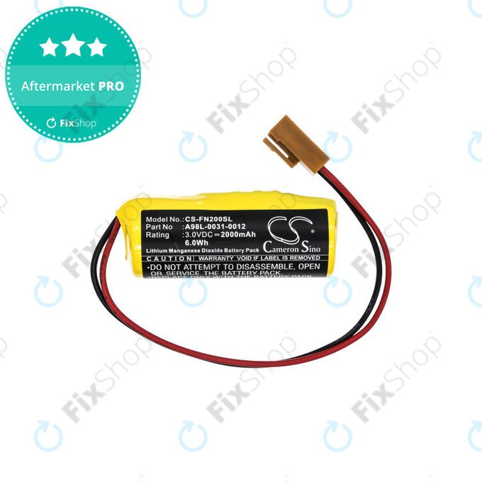 Battery for GE Fanuc, 2000mAh, Li-MnO2, 3V, A98L-0031-0012, HQ