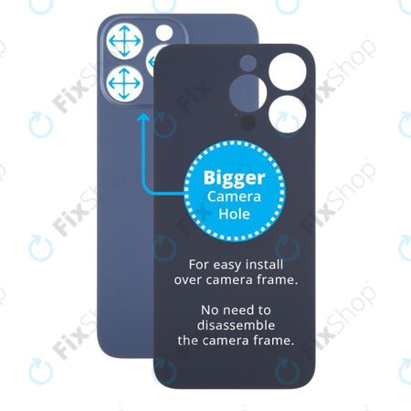 Apple iPhone 15 Pro Max - Rear Housing Glass with Bigger Camera Hole (Blue Titanium)