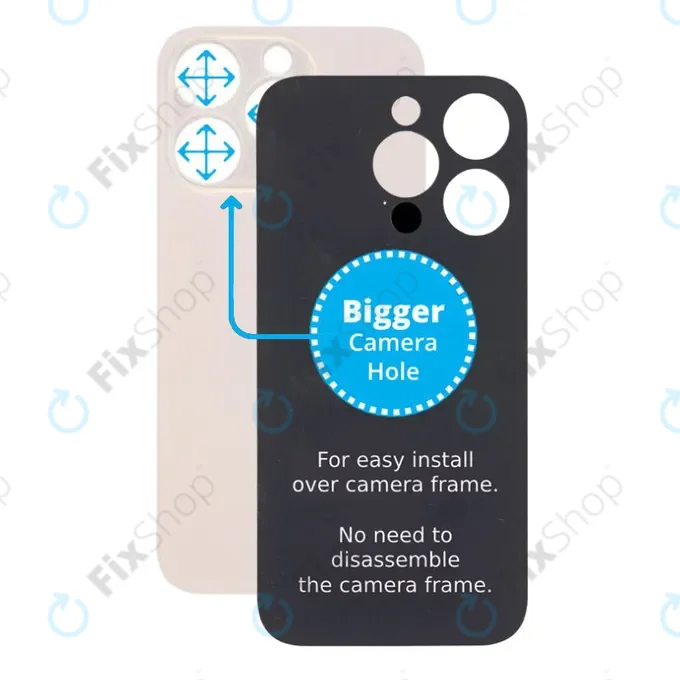 Apple iPhone 14 Pro - Rear Housing Glass with Bigger Camera Hole (Gold)