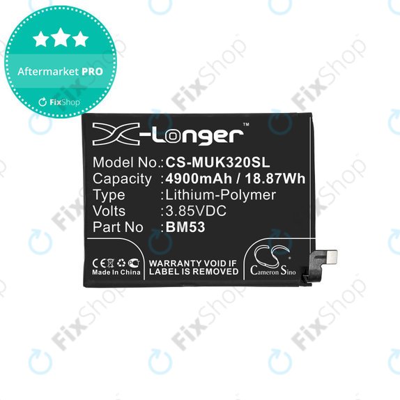 Battery for Xiaomi Mi 10T 5G M2007J3SY, 4900mAh, Li-Pol, 3.85 V, BM53, HQ