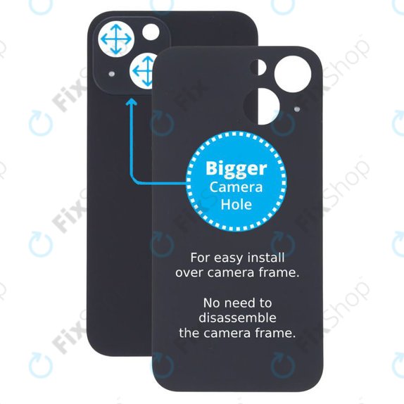 Apple iPhone 13 Mini - Rear Housing Glass with Bigger Camera Hole (Midnight)