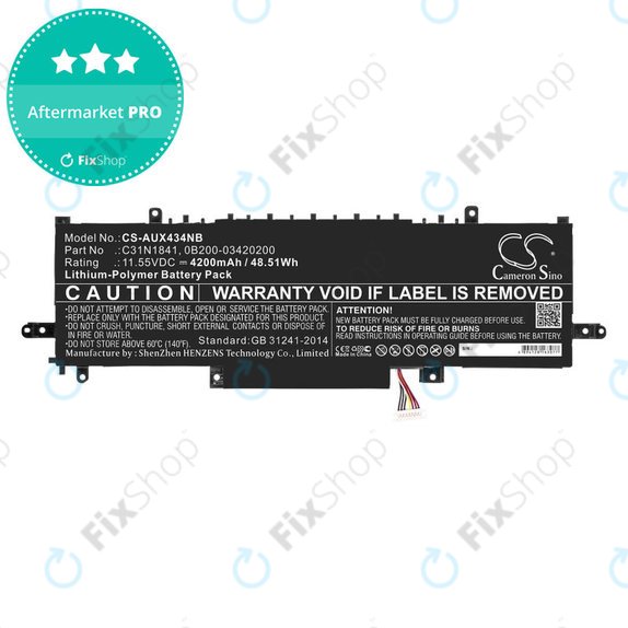 Battery for Asus ZenBook 14, Flip 14, 4200mAh, Li-Pol, 11.55V, C31N1841, HQ