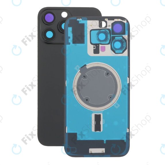 Apple iPhone 16 Pro Max - Rear Housing Glass + Camera Lens + Metal Plate + Magsafe Magnet (Black Titanium)