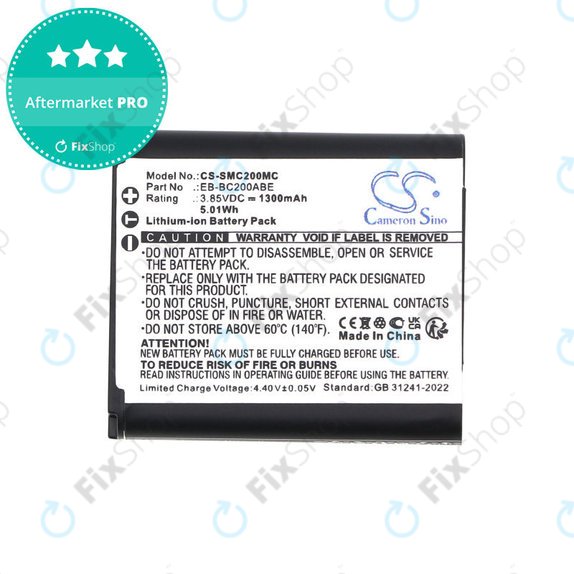 Battery for Samsung Gear 360, 1300mAh, Li-Ion, 3.85V, EB-BC200ABE, HQ