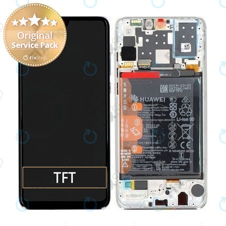 Huawei P30 Lite (2020) - LCD Display + Touch Screen + Frame + Battery (Pearl White) - 02352PJN Genuine Service Pack