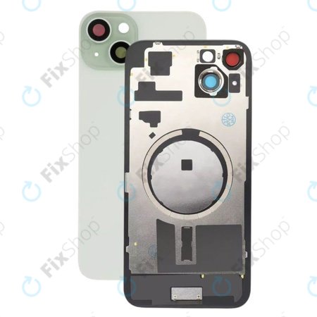 Apple iPhone 15 Plus - Rear Housing Glass + Camera Lens + Metal Plate + Magsafe Magnets (Green)