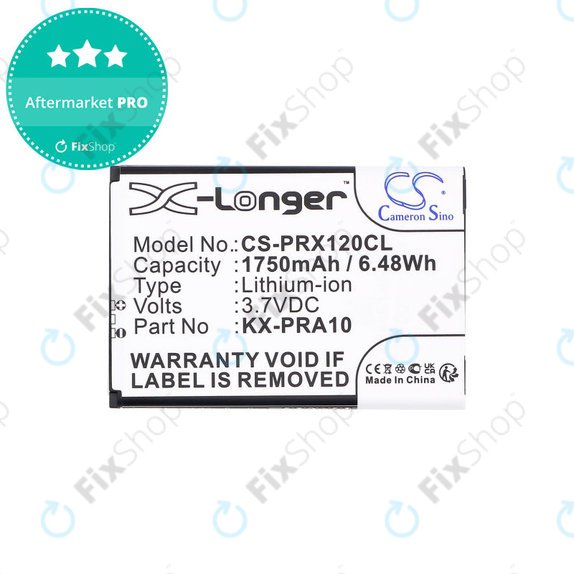 Battery for Panasonic KX-PRX110, 120, 150, 1750mAh, Li-Ion, 3.7V, KX-PRA10, HQ