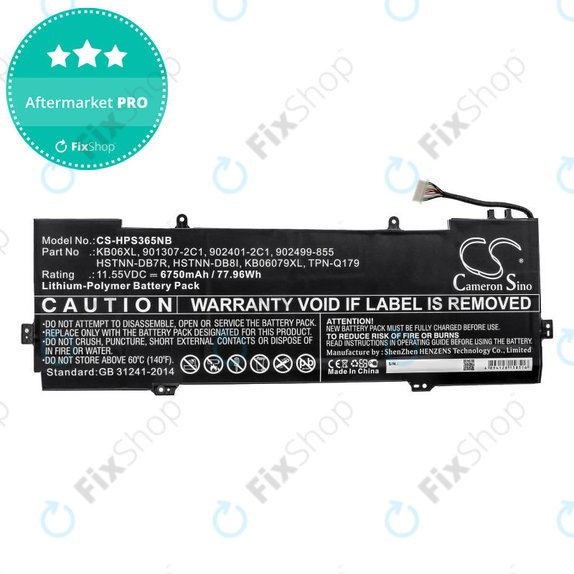 Battery for HP Spectre X360 15, 6750mAh, Li-Pol, 11.55V, KB06XL, HQ