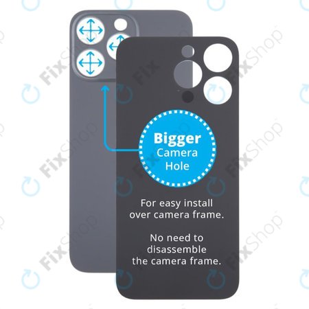 Apple iPhone 15 Pro Max - Rear Housing Glass with Bigger Camera Hole (Black Titanium)