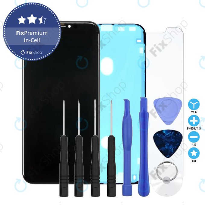 Display In-Cell for iPhone XR, Touch Screen with Frame, Adhesive, Tempered Glass, Toolkit, FixPremium