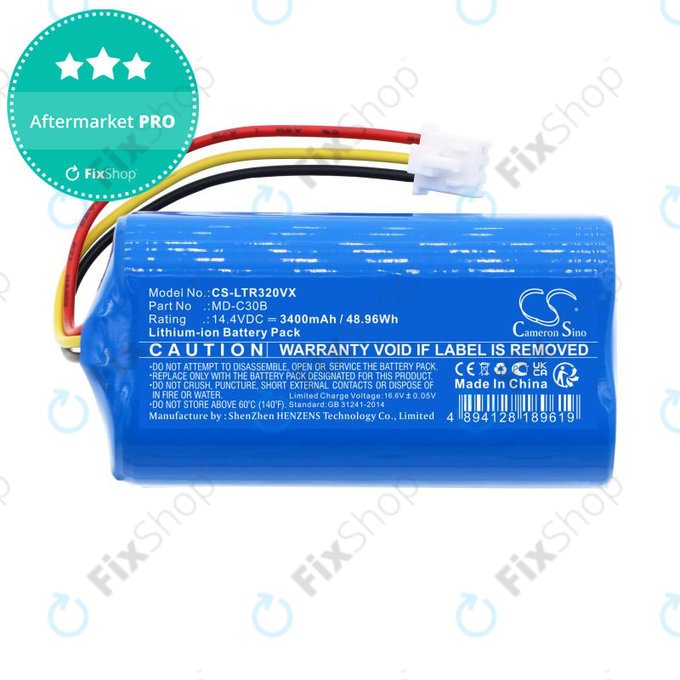 Battery for Blaupunkt BlueBot XSMART, 3400mAh, Li-Ion, 14.4V, BPK-VCBB1XB, Xboost, D071-INR-CH-4S1P, HQ