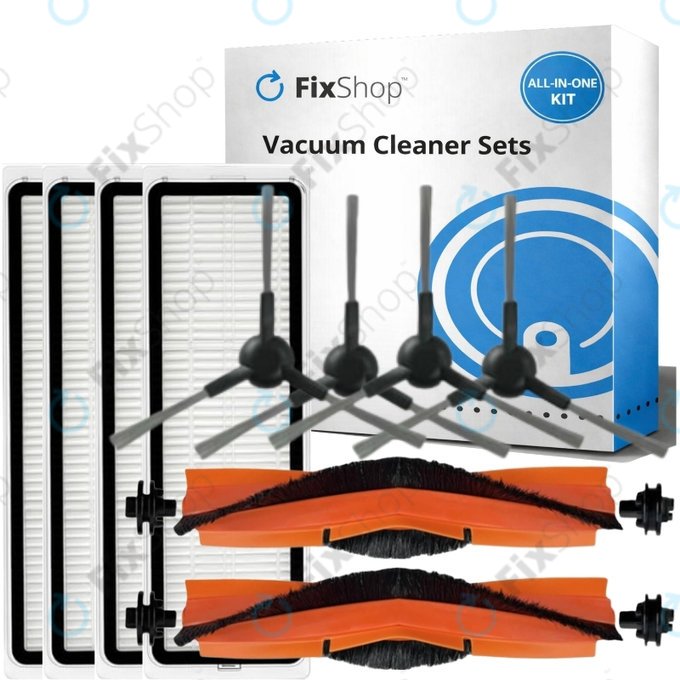 Replacement set for Xiaomi Mi Robot Vacuum S20+, S10+, X20+, X10+ (2x Main brush, 4x Filter, 4x Side brush - Black)